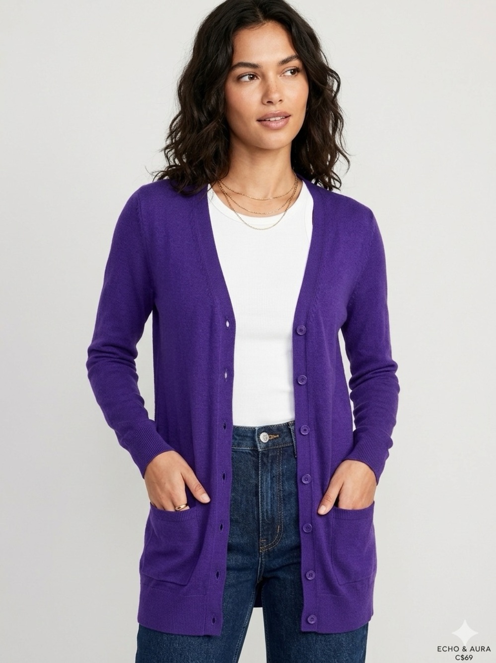 Vintage Y2K H&M Divided Longline Cardigan - Royal Purple